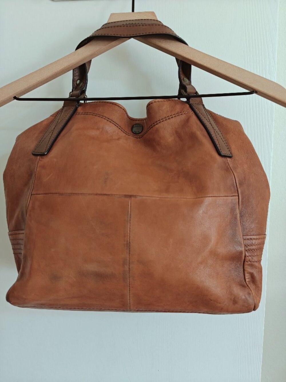 Frye Samantha Quilted Cognac Leather Tote Satchel Shoulder Bag - Picture 3 of 16